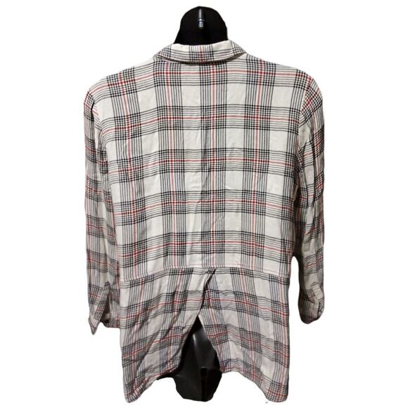 BEACHLUNCHLOUNGE Bailey Plaid Split Tail Button Up Shirt XL - Picture 3 of 8